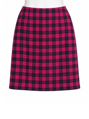 Size 10 J Studio Canada Vintage 100% Virgin Wool Red Black Plaid Pencil Skirt